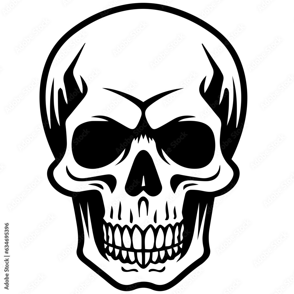 Obraz premium outline vector skull in black