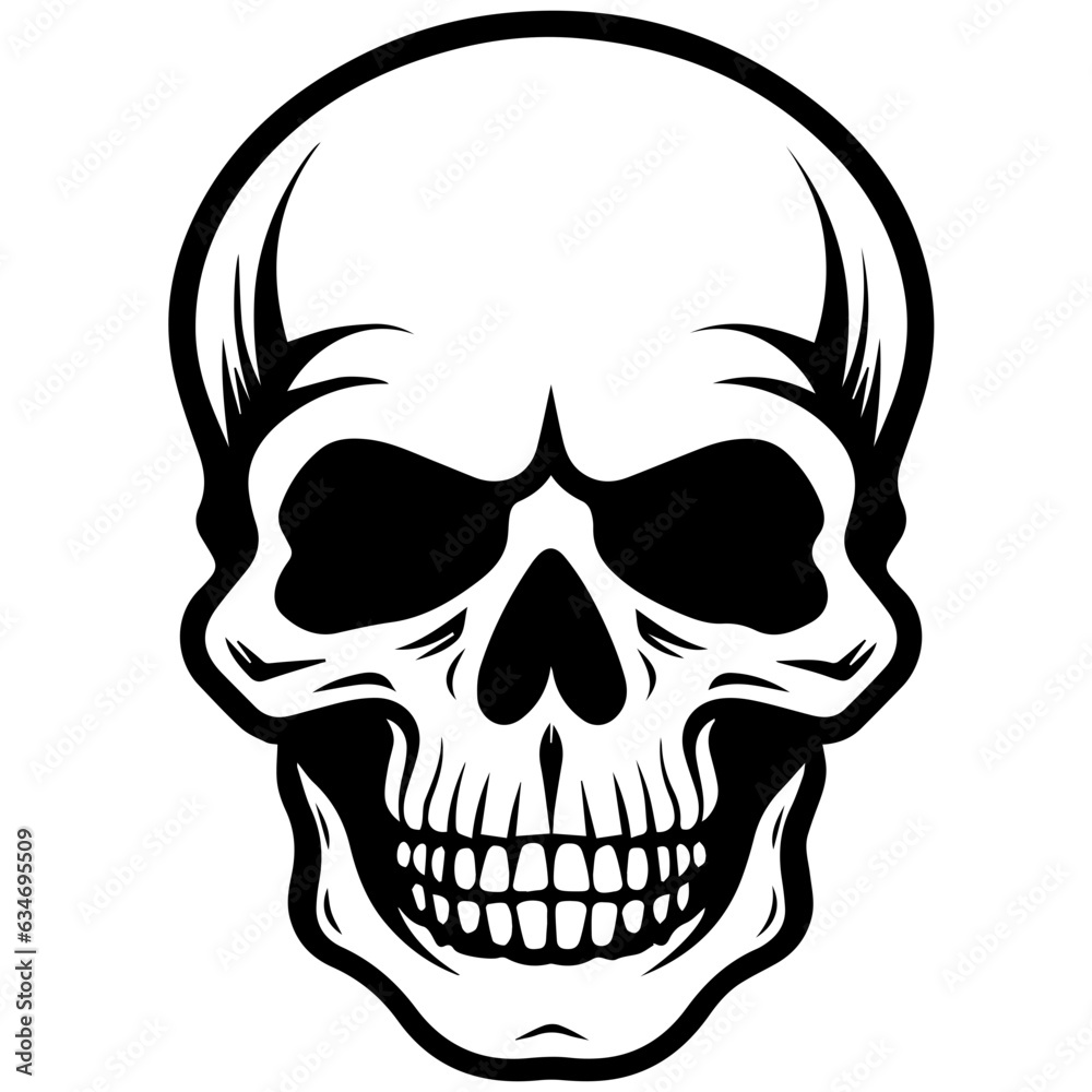 outline vector skull in black outline vector skull in black