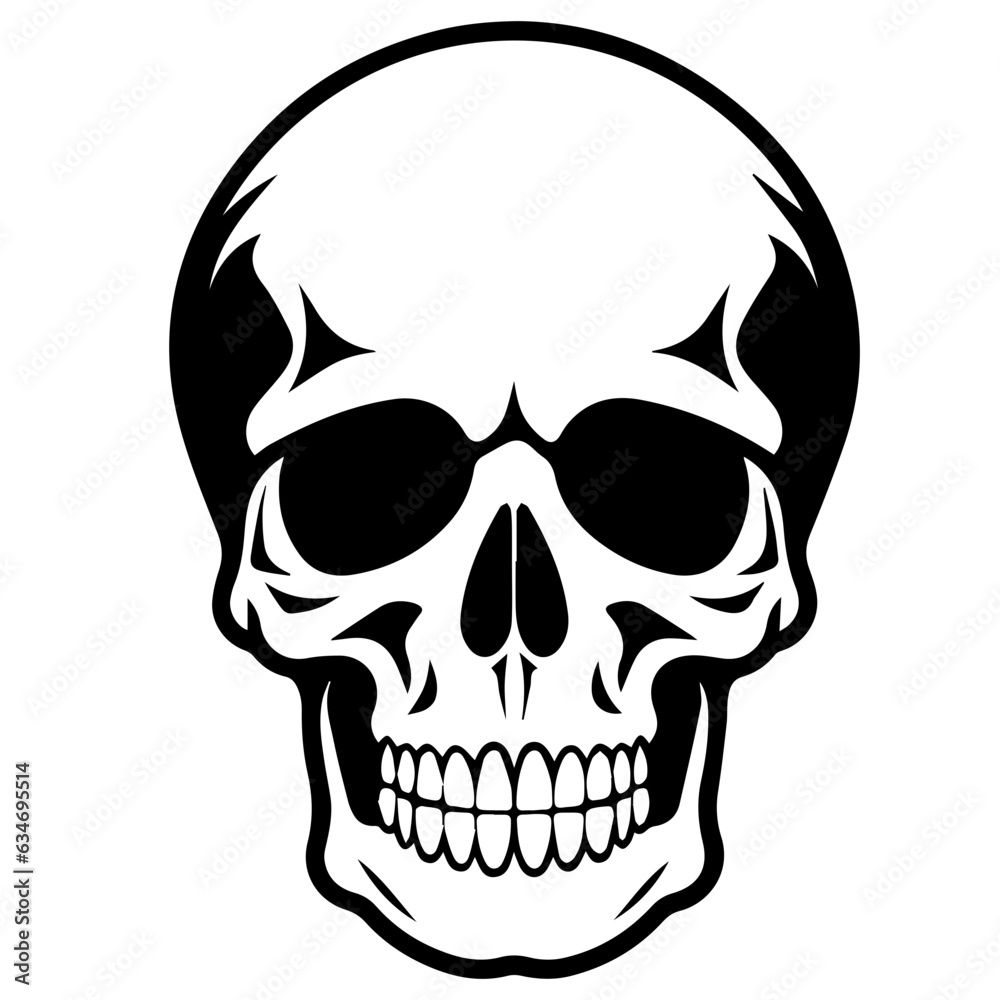 outline vector skull in black outline vector skull in black