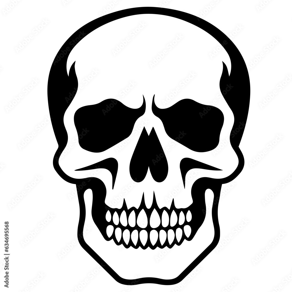 outline vector skull in black outline vector skull in black