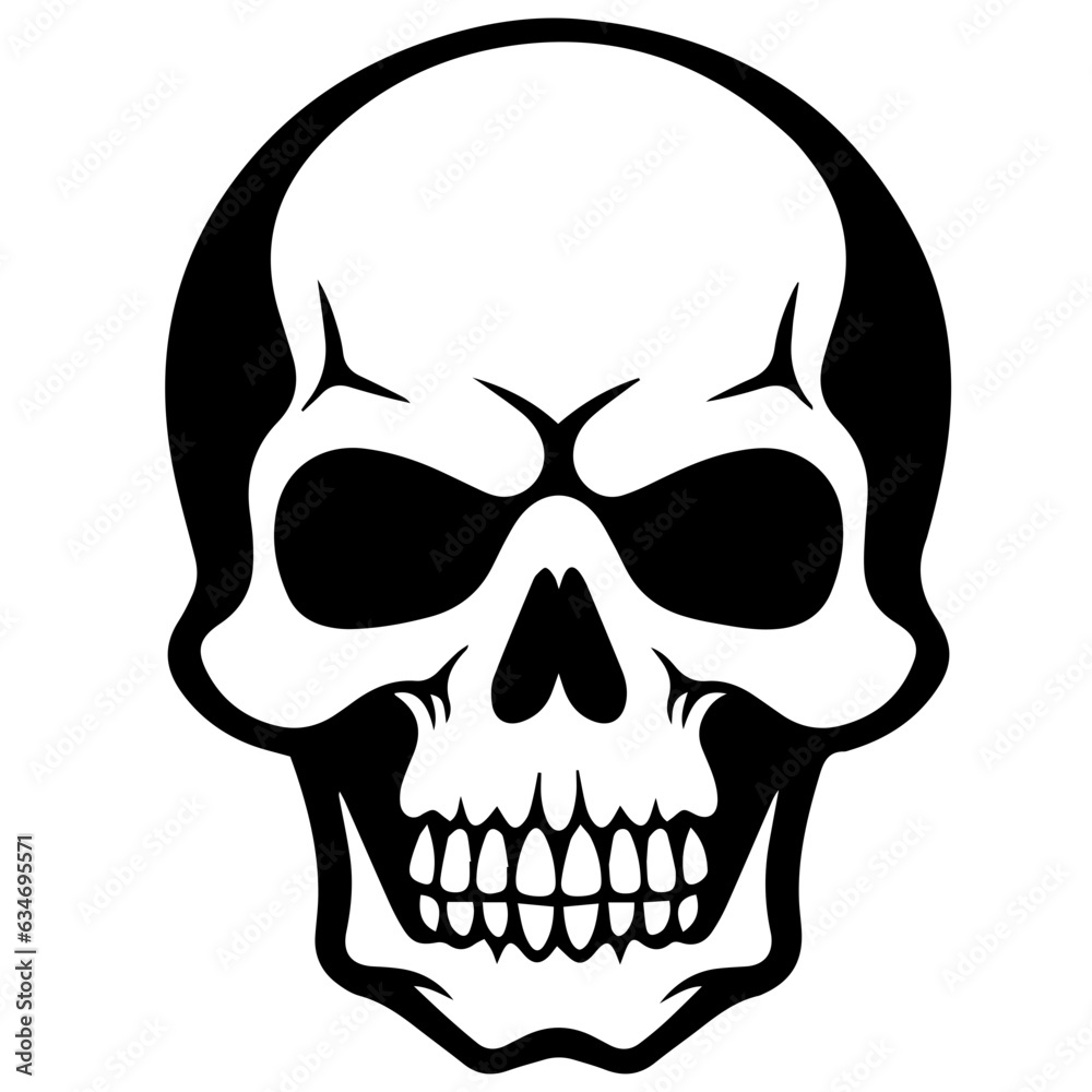 outline vector skull in black outline vector skull in black