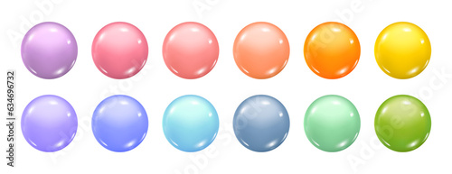Balls vector set, colorful glossy buttons and drops. Bright spheres , multicolor isolated vitamins vector illustration. Minerals complex, abstract capsules droplets, healthy food extracts