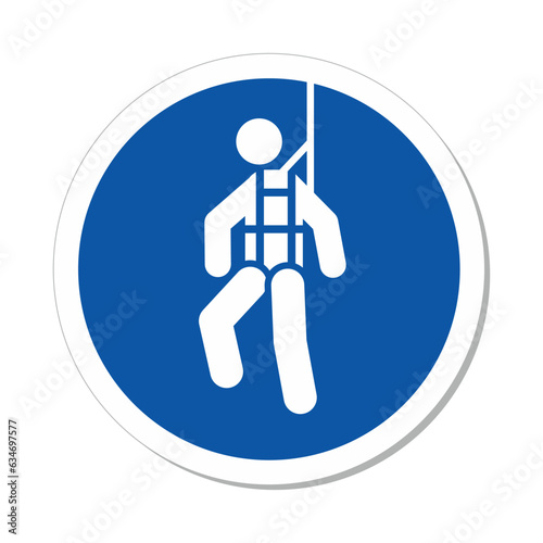 ISO Mandatory Circle Sign: Wear Safety Harness Symbol
