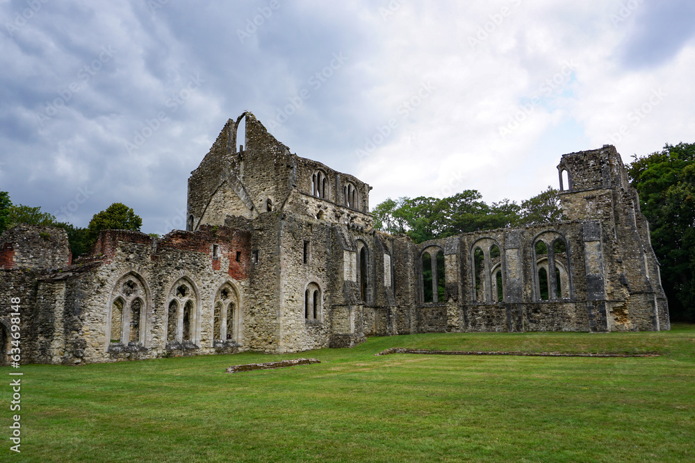 Medieval monastery ruins. Stone remains of Netley Abbey in Hampshire England 