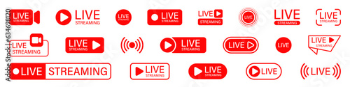 Live stream button set. Live icon set. Vector illustration. photo