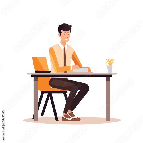 student sitting behind school desk vector flat isolated illustration © Zaharia Levy
