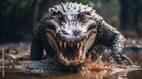 crocodile angry showing its fangs