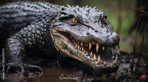 crocodile angry showing its fangs