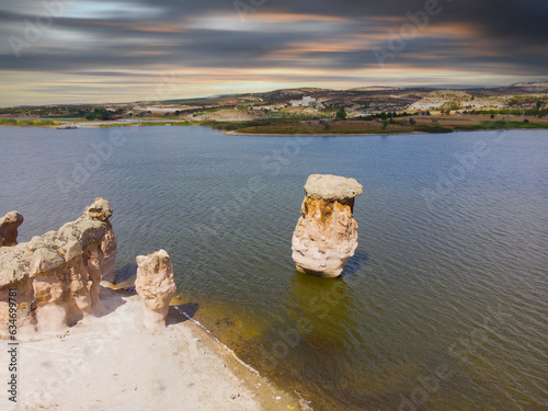 Emre Lake is located in the city of Afyonkarahisar in Turkey. It has an amazing nature. Balloon tourism is carried out. photo