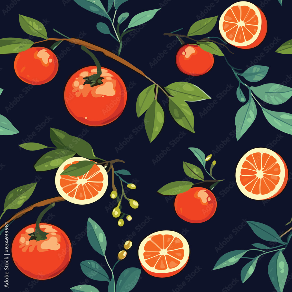 Seamless Colorful Tangerines Pattern. Seamless pattern of Tangerines in colorful style. Add color to your digital project with our pattern!