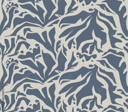 Hand drawn flower and leaf shape textures. Simple abstract contemporary seamless pattern. 