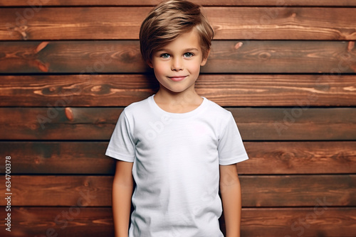 boy wearing bella canvas white shirt mockup, Design t-shirt template, print presentation mock-up