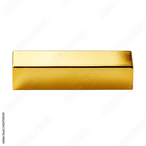 A gold bar isolated on a transparent background