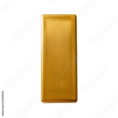 A gold bar isolated on a transparent background