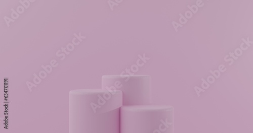 pink podiums 3d rendered in front of pink background