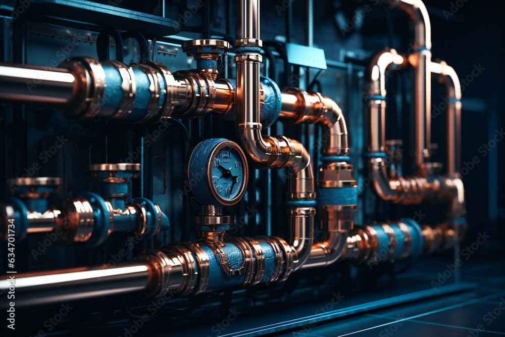 Fototapeta premium Generic industrial pipes network