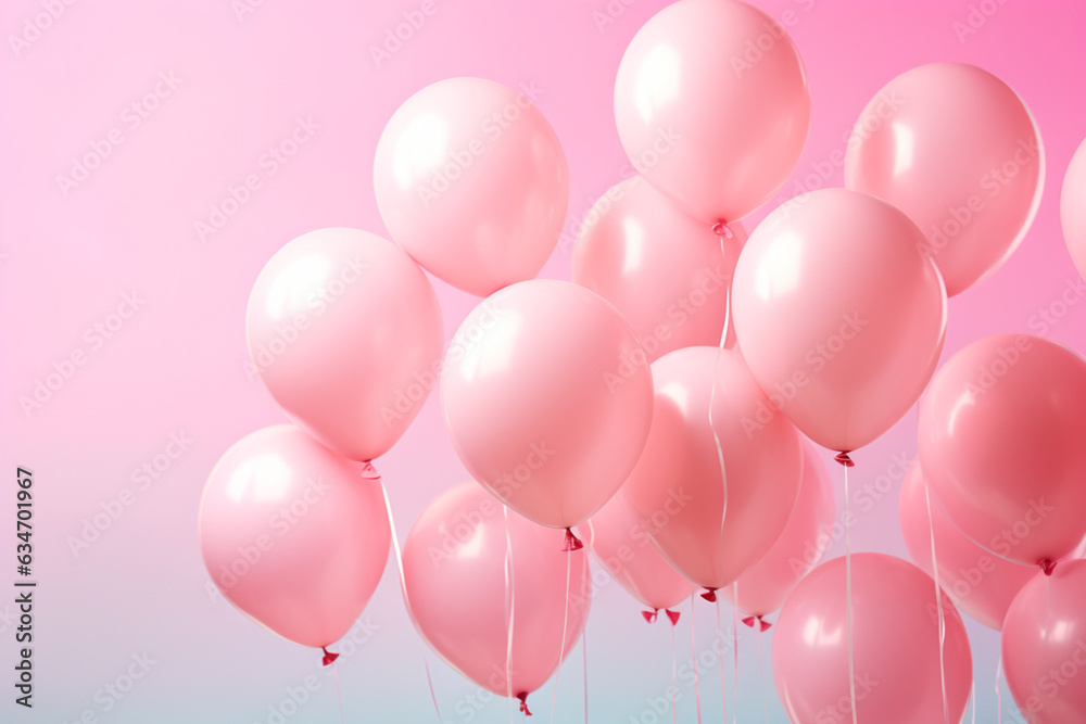 pink balloons on pink background generated AI