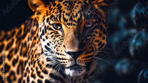African Leopard with Spotted Fur Portrait of a Wild Cat in the Jungle AI Generative