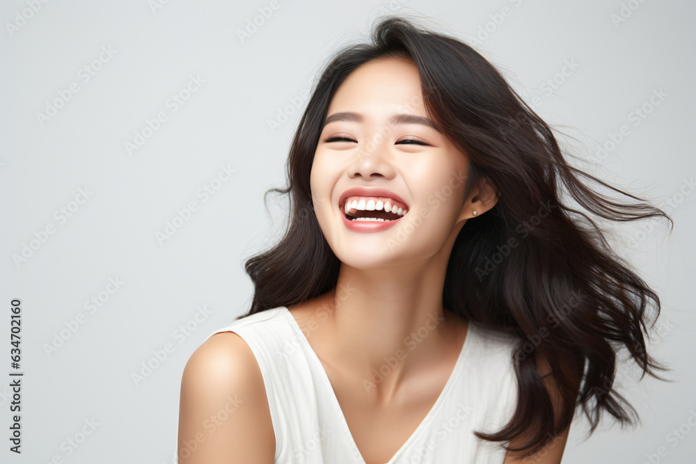 A close-up shot of a radiant young Asian woman, smiling with impeccable teeth. Designed for a dental promotion. With a white background. Crafted following the rule of thirds.
Generative AI. A close-up shot of a radiant young Asian woman, smiling with impeccable teeth. Designed for a dental promotion. With a white background. Crafted following the rule of thirds.
Generative AI.