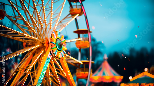 A Colorful and Glowing Ferris Wheel in Motion A Festive and Fun Night View of a Munich Carnival AI Generative