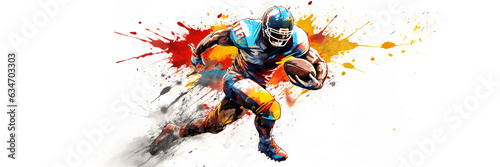 Football american sport action dynamic running player illustration banner