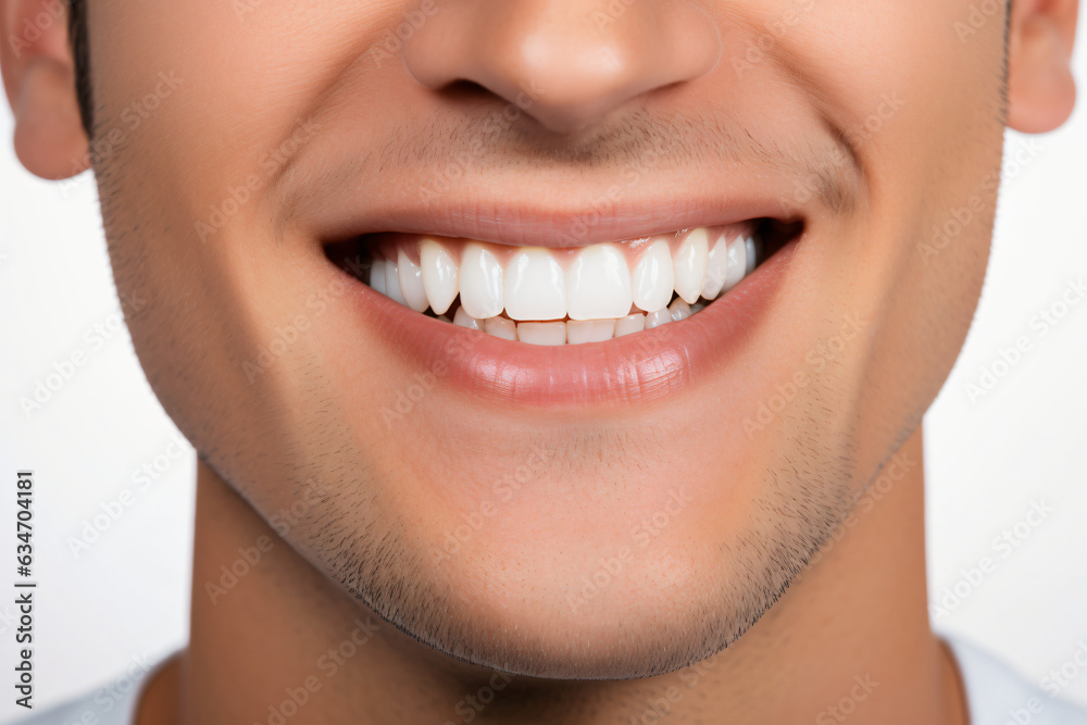 A close-up portrait of an attractive man showcasing a bright smile with pristine teeth, utilized for a dental advertisement. The individual features a modern, stylish haircut and beard. Generative AI A close-up portrait of an attractive man showcasing a bright smile with pristine teeth, utilized for a dental advertisement. The individual features a modern, stylish haircut and beard. Generative AI