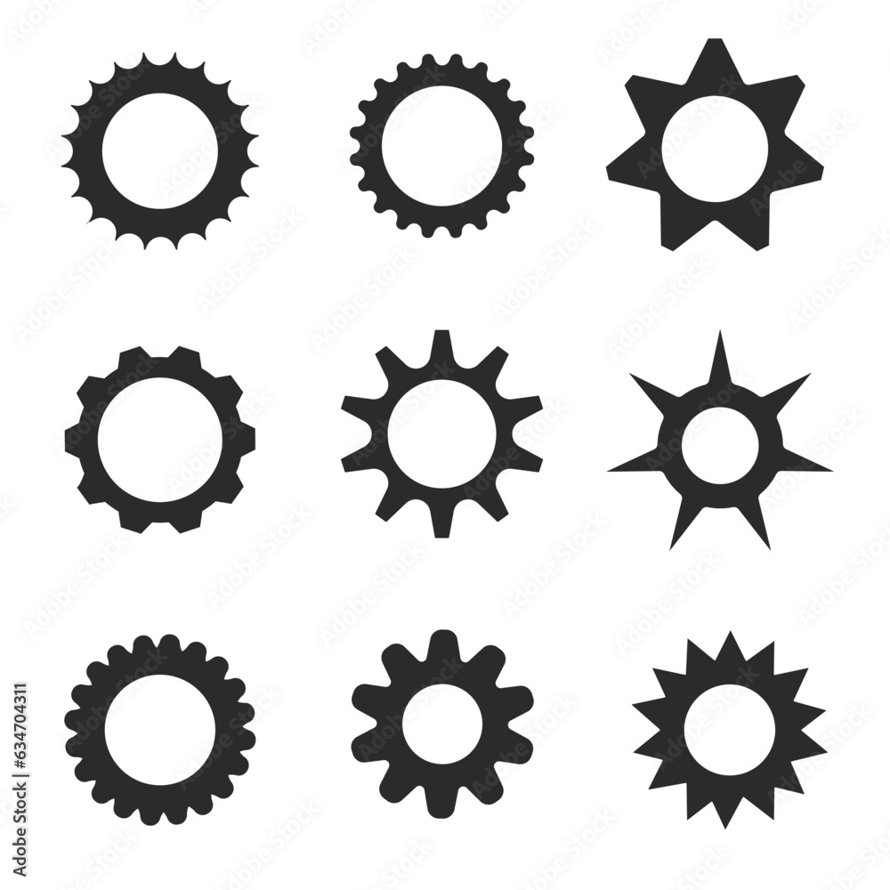 Set of gear flat design.settings icon.illustration of gear and lock gear repair symbol.