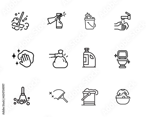 Icon sets. Cleaning and cleaning illustration vector style,