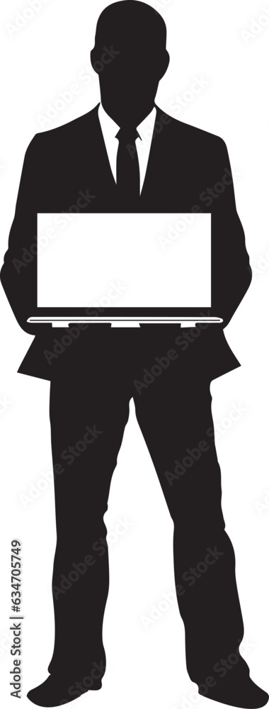A business man stand with laptop vector art silhouette, man stand with laptop, promotional business man A business man stand with laptop vector art silhouette, man stand with laptop, promotional business man