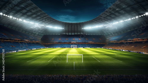 Realistic Football stadium background - ai generative