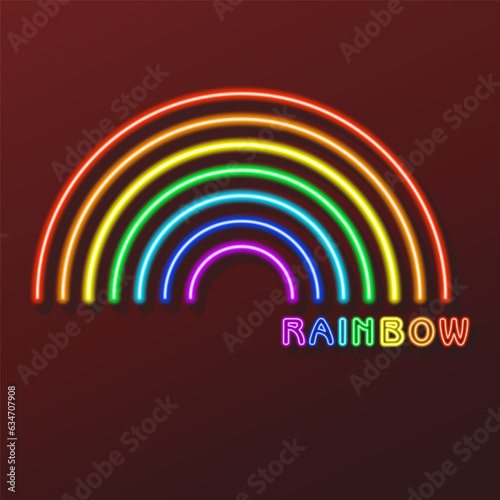rainbow neon sign, modern glowing banner design, colorful modern design trends on black background. Vector illustration.