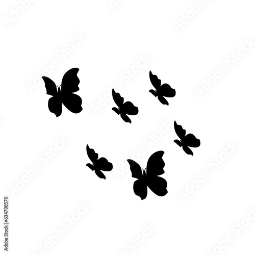 group silhouette of flying butterfly