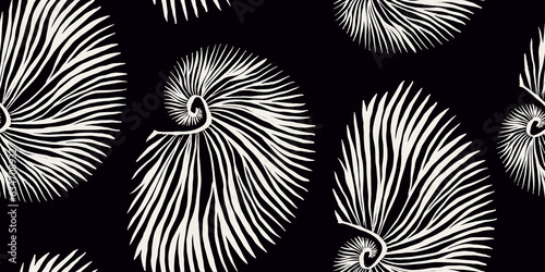 Trendy modern Seashells seamless pattern. Fashion template for design.
