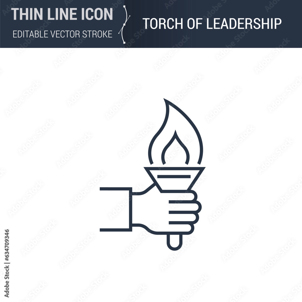 Torch of Leadership Icon - Thin Line Business Symbol. Ideal for Web Design. Quality Outline Vector Concept. Premium, Simple, Elegant Logo Torch of Leadership Icon - Thin Line Business Symbol. Ideal for Web Design. Quality Outline Vector Concept. Premium, Simple, Elegant Logo