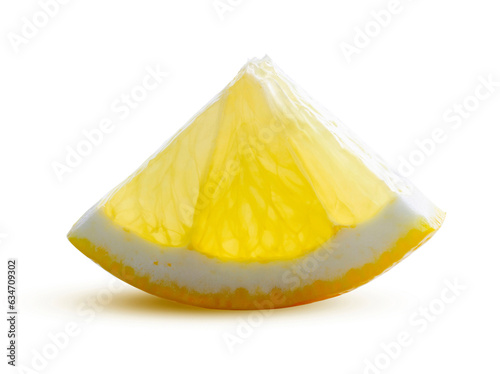 Perfectly retouched slice of lemon isolated on white