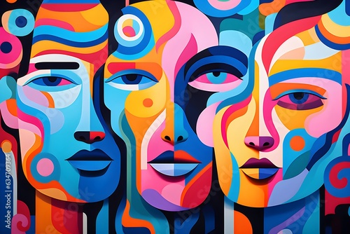 Multicolor People Patterns  Modern Social Media Artwork  AI Generated
