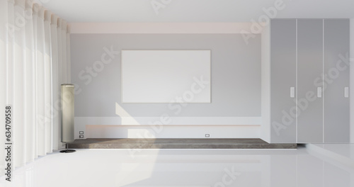 Interior background of room  with lamp and cupboard 3d rendering