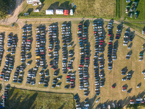 Field parking for cars during the festival of the Great Indulgence of the Assumption of the Blessed Virgin Mary