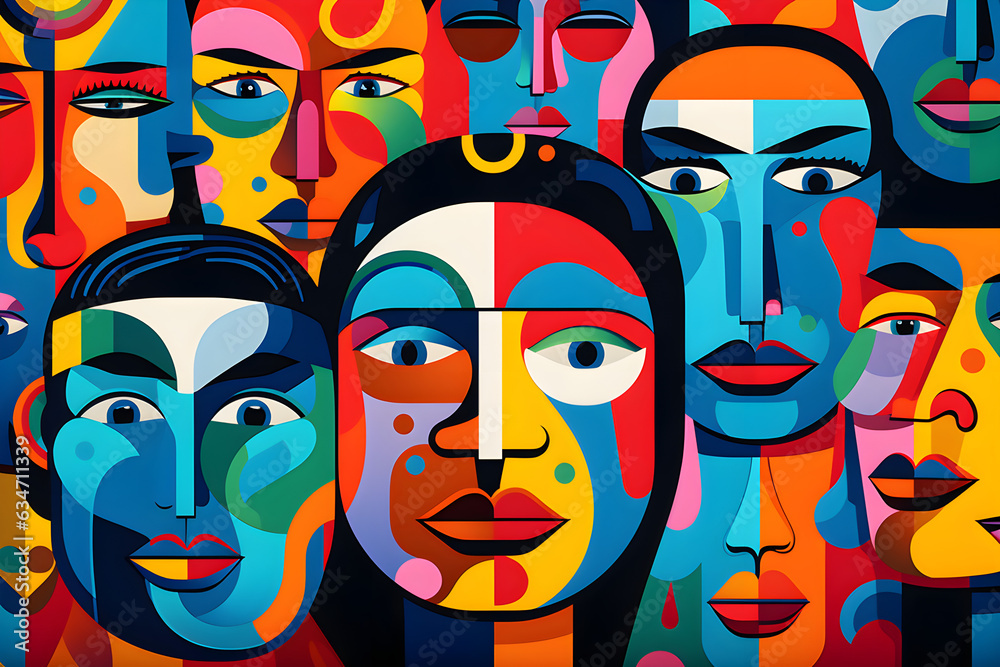 Bold Graphic Design of People Patterns: AI Social Media Art Bold Graphic Design of People Patterns: AI Social Media Art