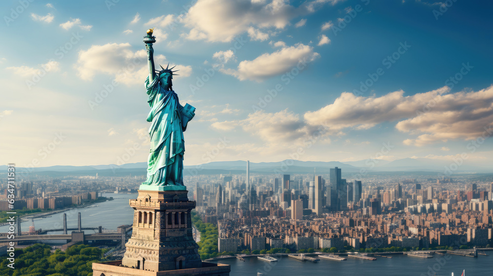 The Statue of Liberty's Message of Democracy - obrazy, fototapety, plakaty 