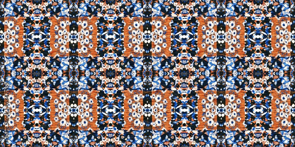 Indigo blue white vibrant watercolor batik azulejos tile border banner background. Seamless coastal blur linen effect geometric mosaic effect.Boho Patchwork nautical masculine summer ribbon trim. Indigo blue white vibrant watercolor batik azulejos tile border banner background. Seamless coastal blur linen effect geometric mosaic effect.Boho Patchwork nautical masculine summer ribbon trim.