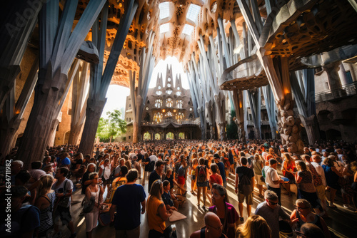 Captivating Views Inside the Sagrada Familia: Columns and Ceilings © Andrii 