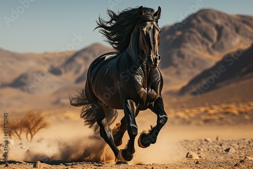 Horse Galloping in the Desert. Generative AI