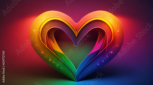 Heart colored with rainbow. LGBTQ concept, gender concept. Give voice to social issues. Freedom to be yourself. Don't be judged. Gender equality. love moments happiness concept. AI generative.