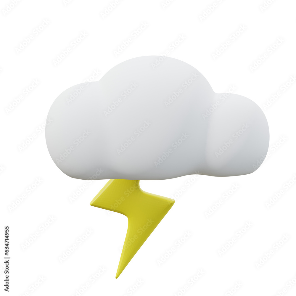 3d rendered weather forecast icon cloud and lightning 3d rendered weather forecast icon cloud and lightning