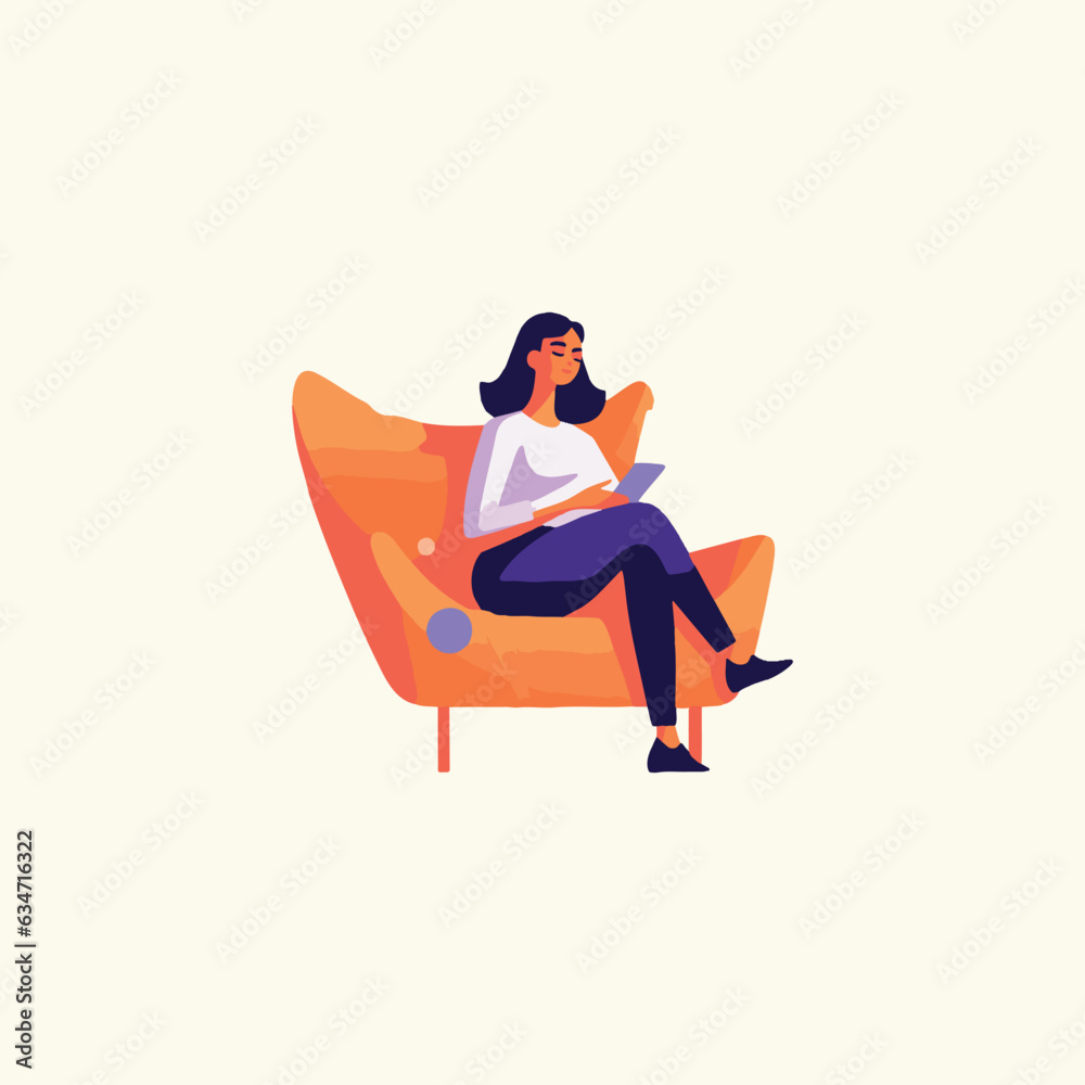 girl sitting comfortably using cell phone girl sitting comfortably using cell phone