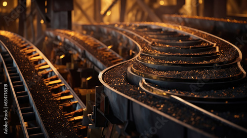 A conveyor belt system transporting minerals