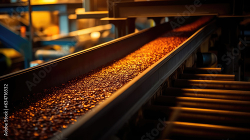 A conveyor belt system transporting minerals