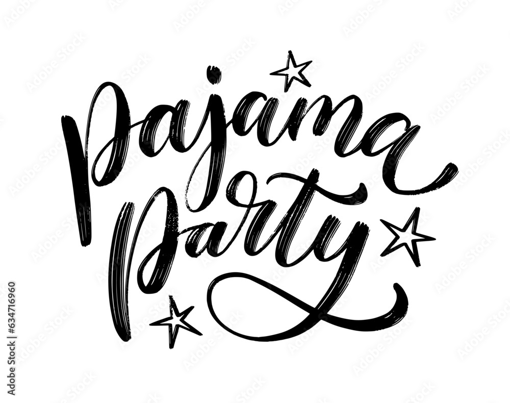 PAJAMA PARTY text. Sleepover party. Pajamas night. Slumber party