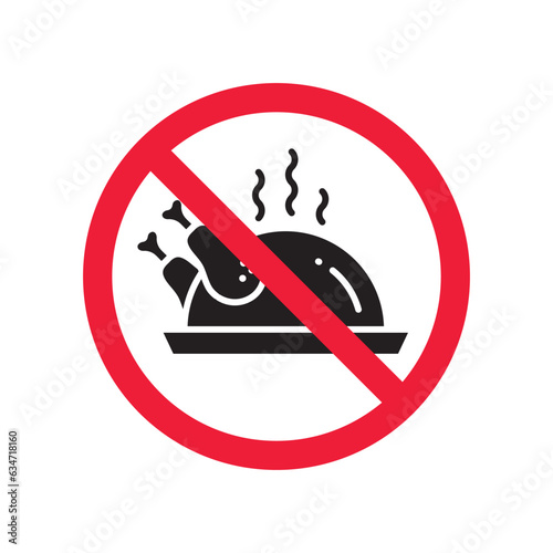 Forbidden chicken leg vector icon. Warning  caution  attention  restriction  label  ban  danger. No chicken leg flat sign design pictogram symbol. No chicken leg icon